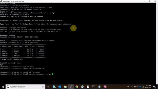 How to get database data into file by python | mysql database to splunk | pymysql смотреть онлайн