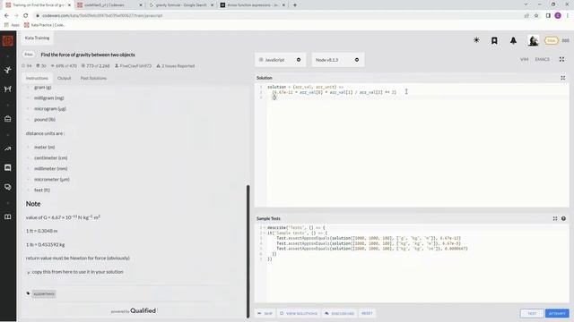 Codewars 8 kyu Find the Force of Gravity between Two Objects JavaScript смотреть онлайн