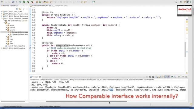 # 114 Comparable Interface in Java with Examples | How Comparable interface works | Java |RedSysTec смотреть онлайн