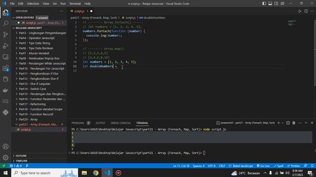 Belajar Javascript Pemula - Part#21 Array (Foreach, Map dan Sort) смотреть онлайн