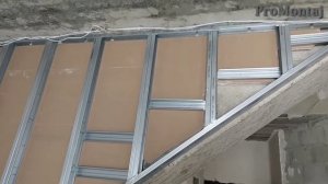 лестница : как закрыть боковой пролет. Монтаж гипсокартона.