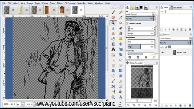 GIMP Tutorial - How to Clean up Scanned Pencil Sketch & Color Line Art by VscorpianC смотреть онлайн