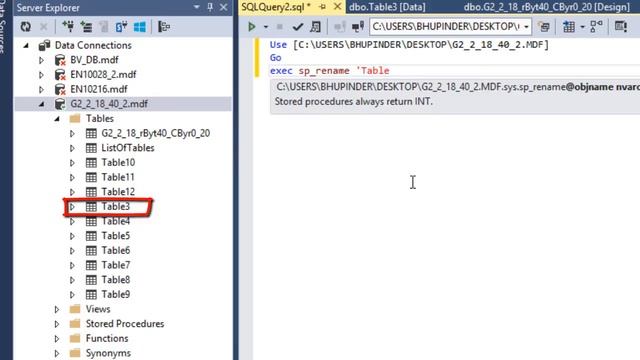 How to Rename a Table in t-sql in Visual Studio смотреть онлайн
