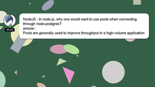 NodeJS : In node.js, why one would want to use pools when connecting through node-postgres? смотреть онлайн
