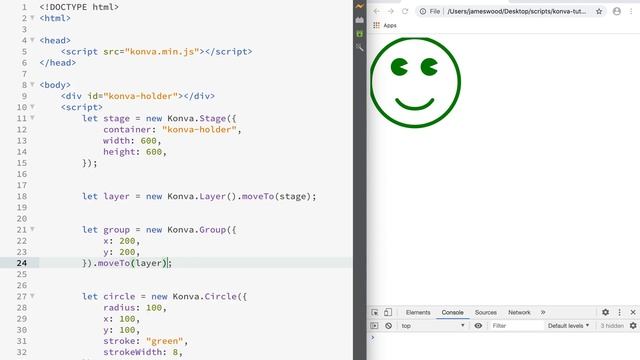 KonvaJS Tutorial, Part 9 - Groups! смотреть онлайн