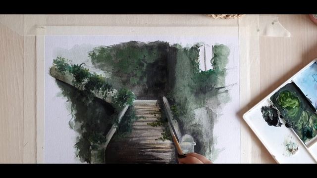 Watercolor-The magic castle/Art by Petra/ смотреть онлайн