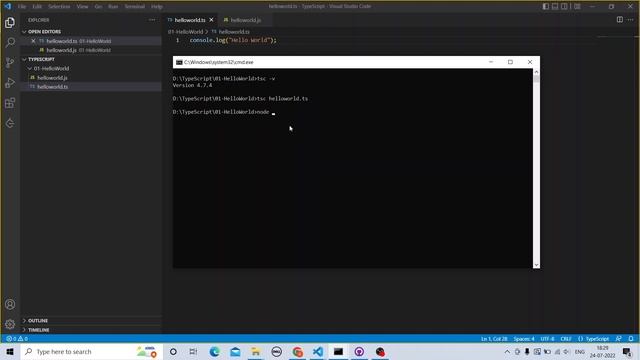 TypeScript Hello World Program. смотреть онлайн