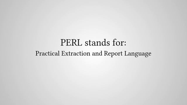What Does "PERL" Stand For? смотреть онлайн