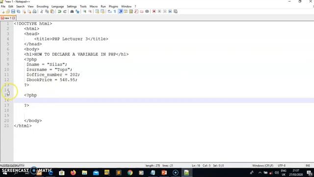 PHP Lecture 3: HOW TO DECLARE A VARIABLE IN PHP смотреть онлайн