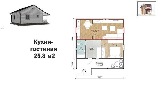 Каркасный дом 3d проект одноэтажного дома Обзор планировки смотреть онлайн