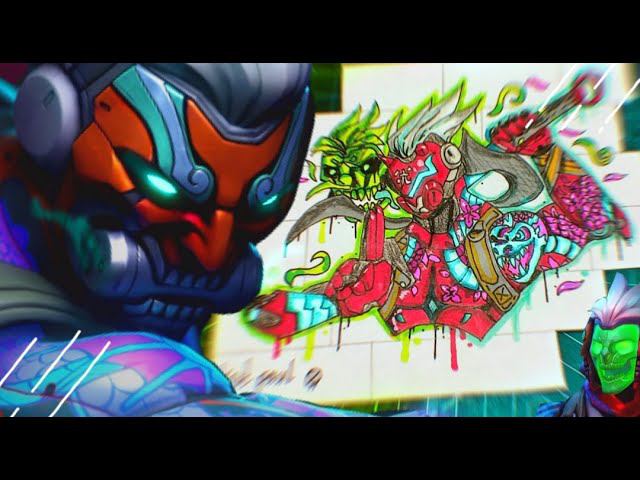 Гендзи из Overwatch 2 /в стиле киберпанк/ рисунок в виде граффити смотреть онлайн