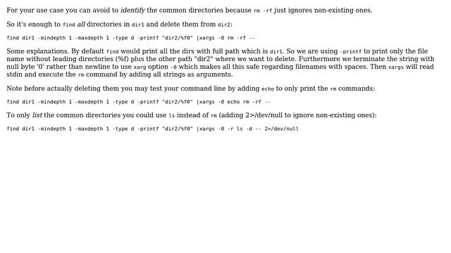 Unix & Linux: Identify common subdirectory names between two different directories and delete them смотреть онлайн