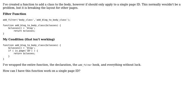 Wordpress: Adding Filter Conditionally Per Page ID смотреть онлайн