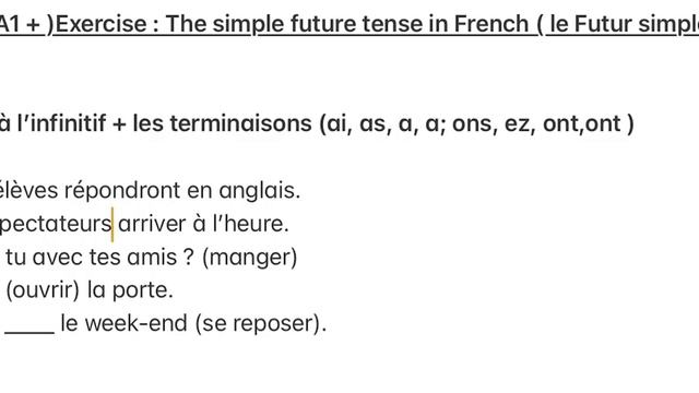 French (A1 +) Exercise : The simple future tense in French (Le Futur simple en français) смотреть онлайн