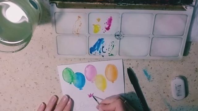 Открытка акварелью на день рождения. смотреть онлайн