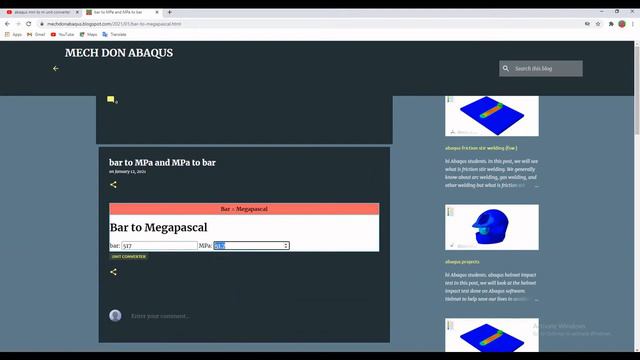 Bar to MPa | MPa to Bar | mechdonabaqus.blogspot.com | unit converter смотреть онлайн