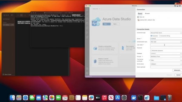 How to Connect SQL Server to Azure Data Studio in my MacBook with Docker in 2023