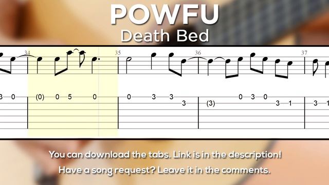 Powfu - death bed (coffee for your head) Guitar Tutorial | Guitar Lesson + TABS (Easy Version) смотреть онлайн