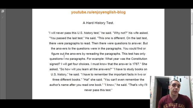 Урок английского | Короткая история A Hard History Test | Уровень Beginner смотреть онлайн
