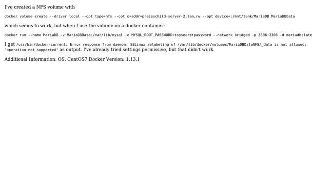 Unix & Linux: Docker SELinux Error on mounting NFS volume to container смотреть онлайн