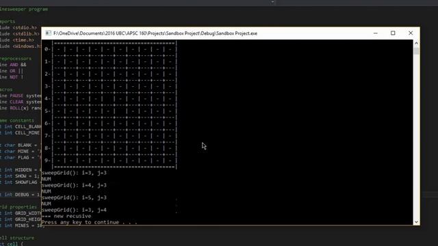 Command Line Minesweeper in C смотреть онлайн