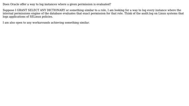 Databases: Oracle auditing: Is it possible to log when a permission is being used? смотреть онлайн