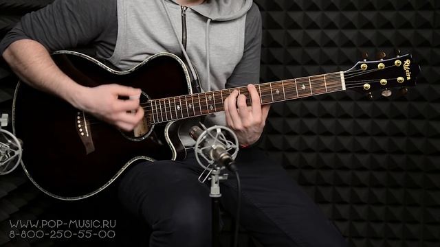 Акустическая гитара RIGEIRA FE-25 (красивая черная мини джамбо гитара) смотреть онлайн