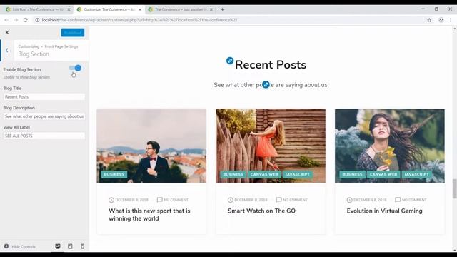 Step 11: How to modify Blog Section settings | The Conference Free WordPress Theme смотреть онлайн