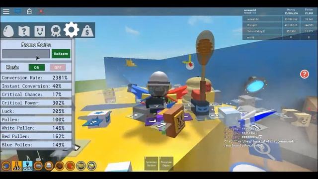 Bee swrm simulator коды ютуберов Roblox. смотреть онлайн