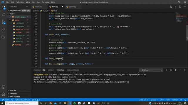 City builder tutorial series | Creating the HUD | pygame (#4) смотреть онлайн