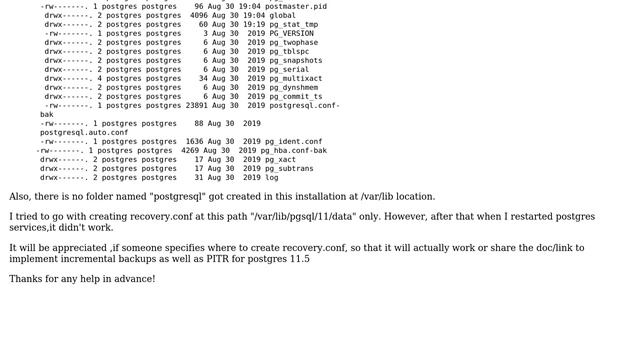 Databases: postgresql recovery.conf file location in 11.5 смотреть онлайн