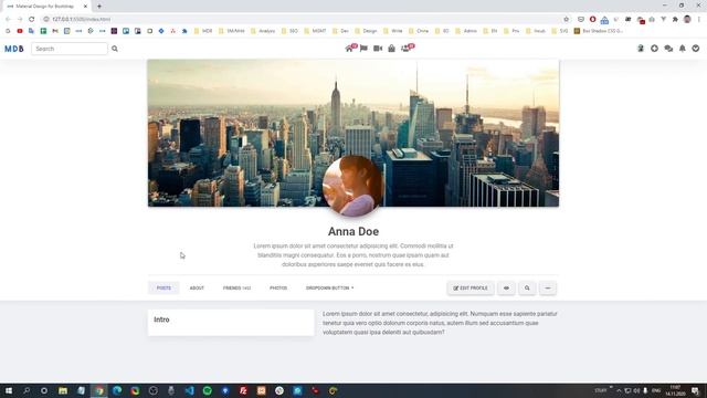 Build Facebook Profile with MDB | Bootstrap 5 & Material Design 2.0 tutorial смотреть онлайн