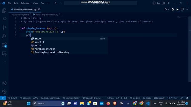 Python 3 program to find simple interest for given principle amount, time and rate of interest | смотреть онлайн