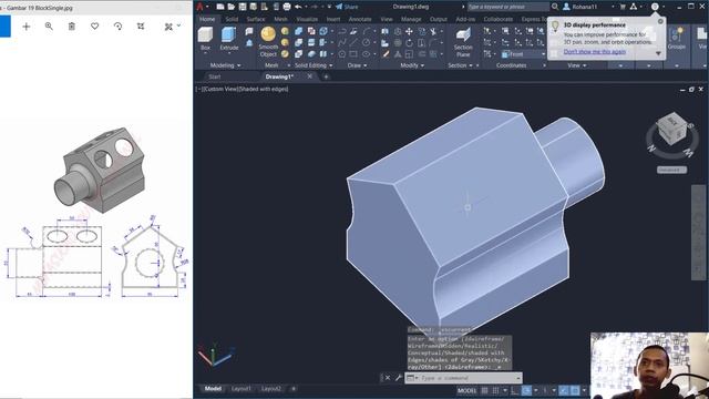 Exercise 19 Single Block AutoCAD Basic 3D Modeling For Beginner смотреть онлайн