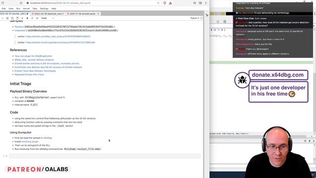 Emotet 64-bit Emulation and String Decryption with Dumpulator [Twitch Clip ] смотреть онлайн