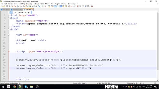 Java Script Tutorial | append,prepend,create tag,create class,create id | Part 23 | Freelancer Nasi смотреть онлайн