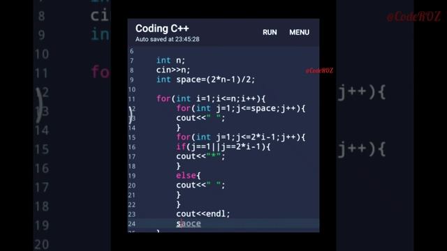 #20 Print a hollow Diamond? pattern using c++??c++ tutorial смотреть онлайн