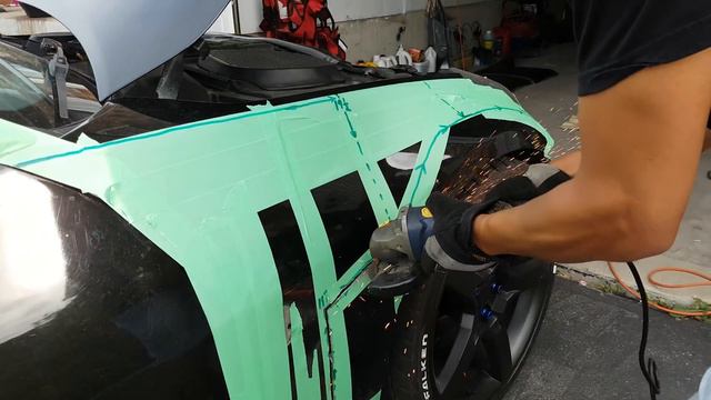 DIY 350Z Rocket Bunny install Front fender cut with Slim cut off blade смотреть онлайн