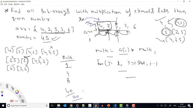 Array - 41: Find Subarrays with Multiplication of elements less than given Number смотреть онлайн