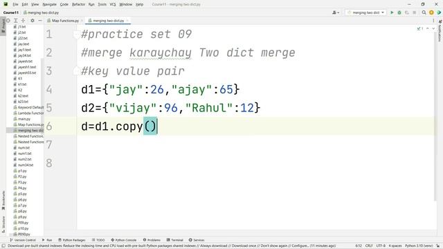 Merging of two Dictionaries | Practice Set 09 | Python Tutorial For Beginners in Marathi #69 смотреть онлайн