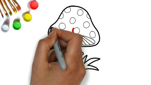 How to draw a beautiful fly agaric fungus, simple drawings for drawing with children in art lessons смотреть онлайн