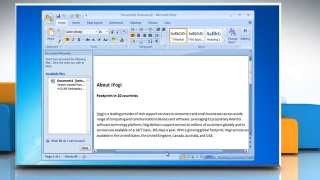 Word 2007: Recover file saved by AutoRecover смотреть онлайн