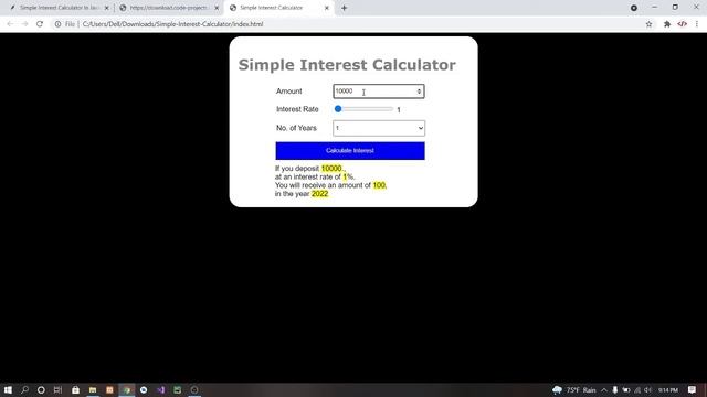 Simple Interest Calculator In JavaScript With Source Code | Source Code & Projects смотреть онлайн
