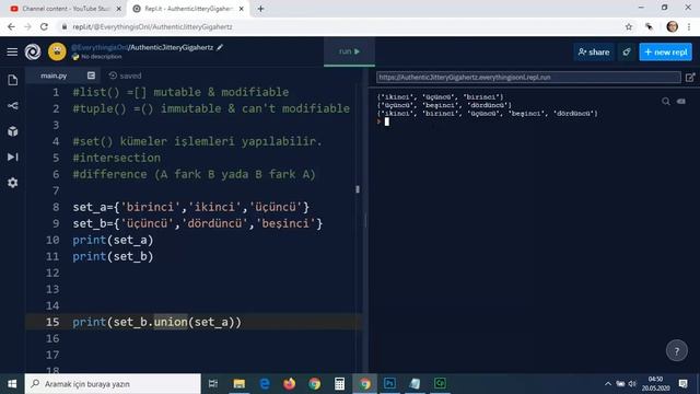 23 Python SET ve list ve tuple benzerlikleri ve farklılıkları kullanımı ve mutable özellikleri смотреть онлайн