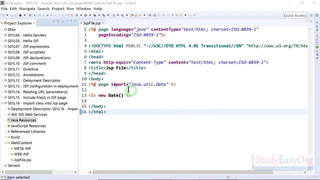 210 Import class into Jsp page смотреть онлайн
