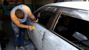 Покраска авто маленьким бюджетным компрессором и китайским пистолетом в гараже