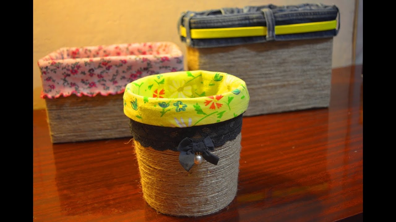 DIY. Коробочки для хранения своими руками. Что сделать из старых джинсов и футболок. смотреть онлайн