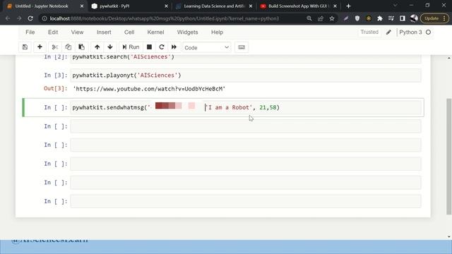 How to Automate Whatsapp Messages Using Python | PyWhatKit | Explained For Beginners смотреть онлайн