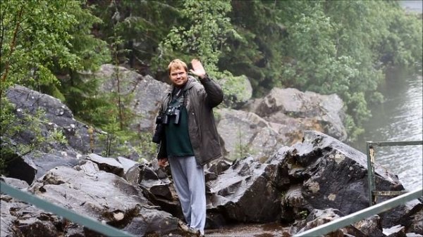 Водопад Кивач и Птицы. Kivach waterfall and birds. Karelia