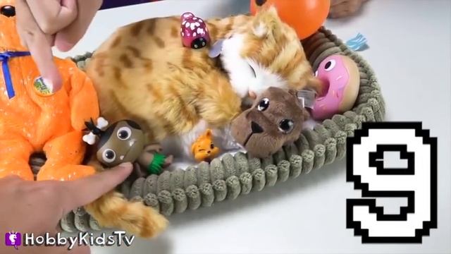 DON'T WAKE THE CAT! Surprise Toys + Laser Kitty with HobbyKidsTV смотреть онлайн